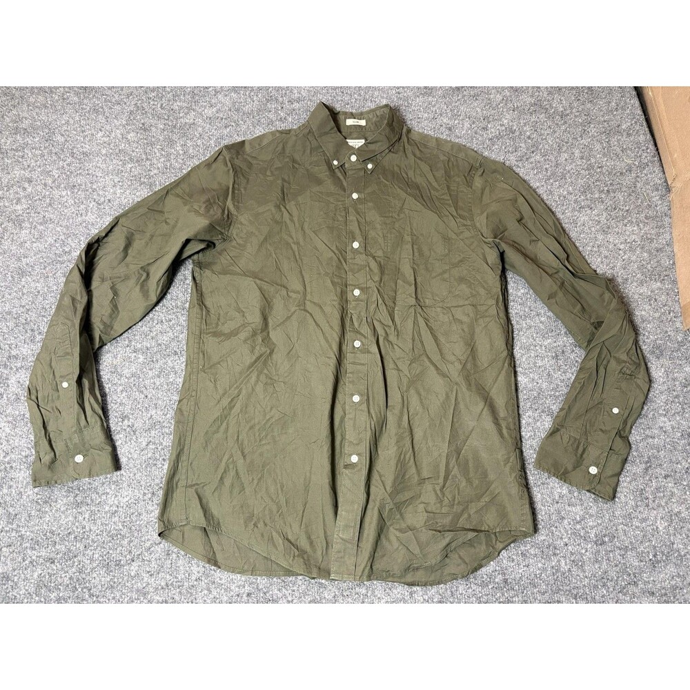 J.CREW Shirt Mens M Green Long Sleeve Solid Slim Stretch Button-Down Casual